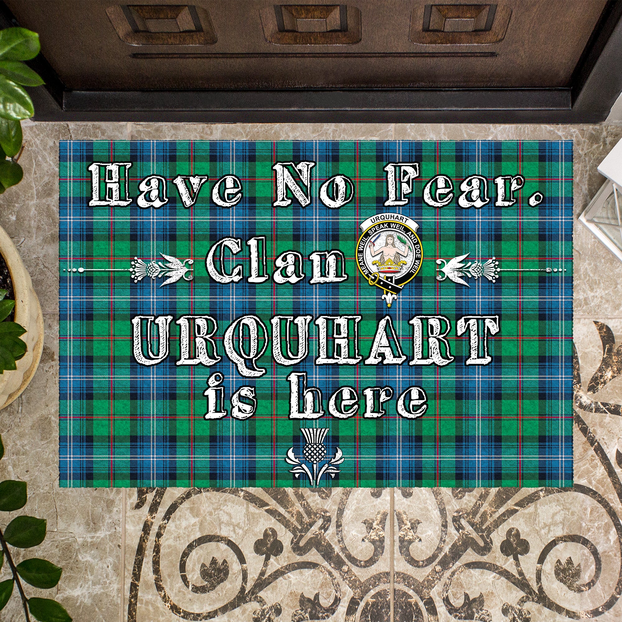 urquhart-ancient-clan-tartan-door-mat-family-crest-have-no-fear-tartan-door-mat
