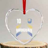 Uruguay Soccer Sports Graphic Number 10 Jersey Style Heart Crystal Glass Ornament Proud Uruguayan Football Fans Game Day Pride