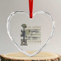 US Arrny Veteran Heart Crystal Glass Ornament Proud Soldier USA Flag Camouflage Military - Wonder Print Shop