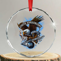 Us Marines Military 250th Anniversary Crystal Glass Ornament Bald Eagle Anchor TS11