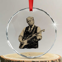 US Nation's Leader Playing Electic Rock Guitar Retro Vintage Crystal Glass Ornament
