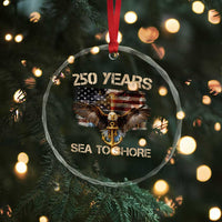US Navy Military 250th Anniversary Crystal Glass Ornament 250 Years Sea To Shore Bald Eagle - Wonder Print Shop