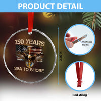 US Navy Military 250th Anniversary Crystal Glass Ornament 250 Years Sea To Shore Bald Eagle - Wonder Print Shop