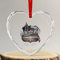 US Route 69 Centennial Celebration Heart Crystal Glass Ornament Highway Road 100 Years Anniversary American Flag