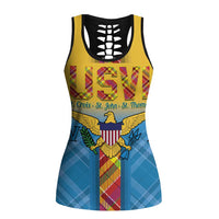 US Virgin Islands Hollow Tank Top Madras Pattern Gradient Style - Wonder Print Shop