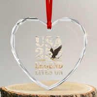 USA 250 The Legend Lives On Heart Crystal Glass Ornament Patriotic Eagle for Semiquincentennial 2026 - Wonder Print Shop