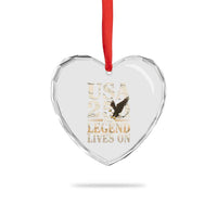 USA 250 The Legend Lives On Heart Crystal Glass Ornament Patriotic Eagle for Semiquincentennial 2026 - Wonder Print Shop