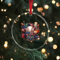 USA 250 Years Of Freedom Baseball Graphic Crystal Glass Ornament