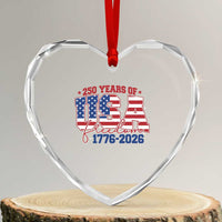 USA 250 Years Of Freedom Heart Crystal Glass Ornament USA Independence 250th Anniversary 1776 2026 Patriotic Flag