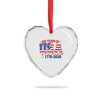 USA 250 Years Of Freedom Heart Crystal Glass Ornament USA Independence 250th Anniversary 1776 2026 Patriotic Flag