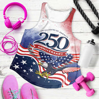USA 250 Years of Freedom Women Racerback Tank American Patriotic