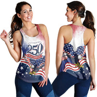 USA 250 Years of Freedom Women Racerback Tank American Patriotic