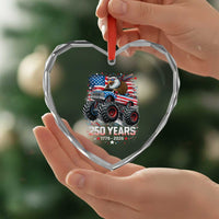 USA 250th Anniversary 250 Years 1776 2026 Monster Truck Eagle Heart Crystal Glass Ornament