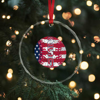 USA 250th Anniversary Baseball Crystal Glass Ornament Patriotic Athlete Gift