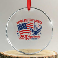 USA 250th Anniversary Crystal Glass Ornament Land Of The Free USA Patriotic 1776 2026 Statue Of Liberty Eagle Flag