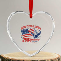 USA 250th Anniversary Heart Crystal Glass Ornament Land Of The Free USA Patriotic 1776 2026 Statue Of Liberty Eagle Flag