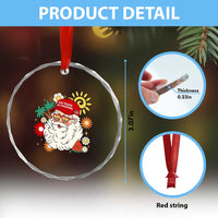 USA 250th Anniversary Santa Christmas In July Crystal Glass Ornament