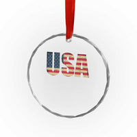 USA American Flag Crystal Glass Ornament Retro Vintage Patriotic TS02