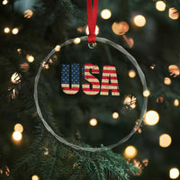 USA American Flag Crystal Glass Ornament Retro Vintage Patriotic TS02