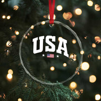 USA Crystal Glass Ornament American Flag Patriotic 4th of July TS10