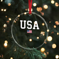 USA Crystal Glass Ornament Patriotic American Flag TS02
