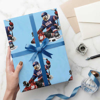 USA Eagle Vs Canada Loon Rivalry Graphic Wrapping Paper Roll Funny Sports Fan Ice Hockey Game Day Supporter