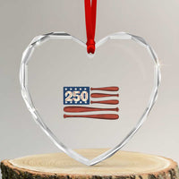 USA Flag Baseball Heart Crystal Glass Ornament America 250th Anniversary Gift