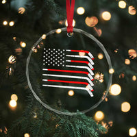 USA Flag Hockey Crystal Glass Ornament Patriotic Hockey Stick American Flags - Wonder Print Shop