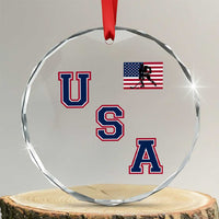 USA Flag Hockey Crystal Glass Ornament Patriotic Ice Hockey Team Fan Vintage Throwback - Wonder Print Shop