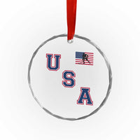 USA Flag Hockey Crystal Glass Ornament Patriotic Ice Hockey Team Fan Vintage Throwback TS02