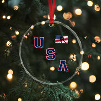 USA Flag Hockey Crystal Glass Ornament Patriotic Ice Hockey Team Fan Vintage Throwback TS02