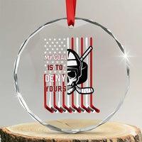 USA Flag Hockey Crystal Glass Ornament Skull Player My Goal Is To Deny Yours TS02
