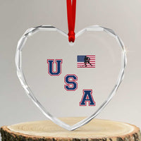 USA Flag Hockey Heart Crystal Glass Ornament Patriotic Ice Hockey Team Fan Vintage Throwback - Wonder Print Shop