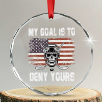 USA Flag Hockey Skull Crystal Glass Ornament My Goal Is To Deny Yours - Wonder Print Shop