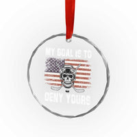 USA Flag Hockey Skull Crystal Glass Ornament My Goal Is To Deny Yours - Wonder Print Shop