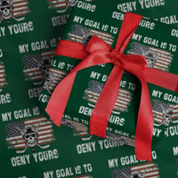 USA Flag Hockey Skull Wrapping Paper Roll My Goal Is To Deny Yours - Wonder Print Shop