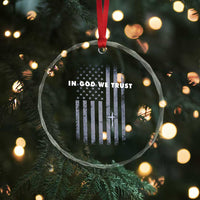 USA Flag Religious Quote Crystal Glass Ornament In God We Trust American Patriotic Faith 4th of July Cross