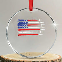 USA Flag Rocket Crystal Glass Ornament Patriotic Space Red White Blue 4th of July TS10