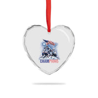 USA Ice Hockey Heart Crystal Glass Ornament Hockey Champions 2026 USA Players Raising Flag On Ice