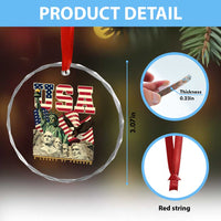 USA Legacy of Freedom Crystal Glass Ornament Patriotic Statue of Liberty Bald Eagle Mount Rushmore Graphic - Wonder Print Shop