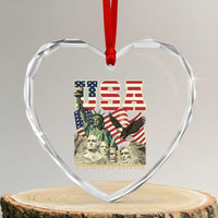 USA Legacy of Freedom Heart Crystal Glass Ornament Patriotic Statue of Liberty Bald Eagle Mount Rushmore Graphic - Wonder Print Shop