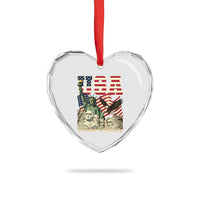 USA Legacy of Freedom Heart Crystal Glass Ornament Patriotic Statue of Liberty Bald Eagle Mount Rushmore Graphic - Wonder Print Shop