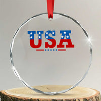 USA Patriotic Crystal Glass Ornament Red White Blue Stars - Wonder Print Shop