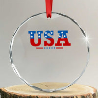 USA Patriotic Crystal Glass Ornament Red White Blue Stars TS02
