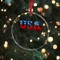 USA Patriotic Crystal Glass Ornament Red White Blue Stars TS02