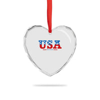 USA Patriotic Heart Crystal Glass Ornament Red White Blue Stars - Wonder Print Shop