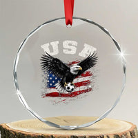 USA Soccer Bald Eagle American Flag Vintage Crystal Glass Ornament