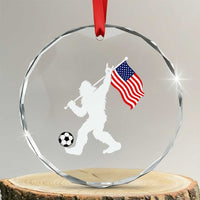 USA Soccer Bigfoot American Flag Fan Crystal Glass Ornament