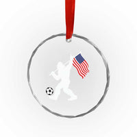 USA Soccer Bigfoot American Flag Fan Crystal Glass Ornament