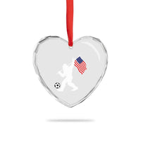 USA Soccer Bigfoot American Flag Fan Heart Crystal Glass Ornament